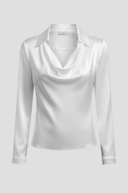Ruby Stewart | Satin Draped Collar Blouse For Women