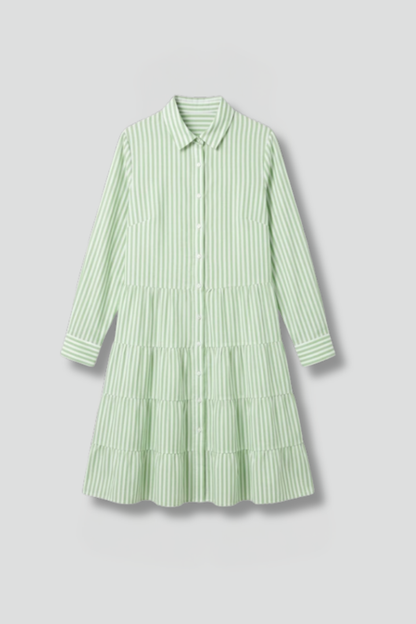 Women’s Shirt Dress with Button Closure and Tiered Skirt