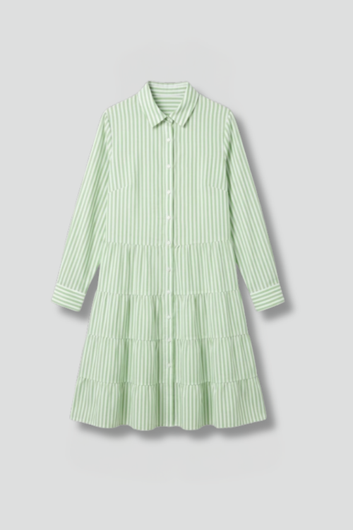 Women’s Shirt Dress with Button Closure and Tiered Skirt