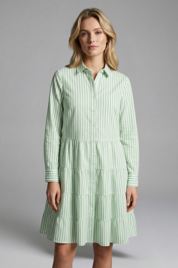 Women’s Shirt Dress with Button Closure and Tiered Skirt