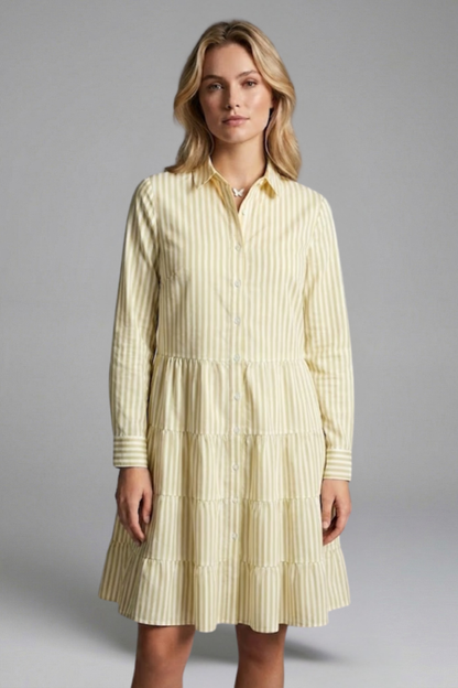 Women’s Shirt Dress with Button Closure and Tiered Skirt