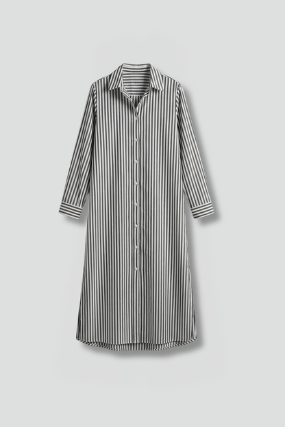 Women’s Shirt Dress with Button Fastening and Long Sleeves