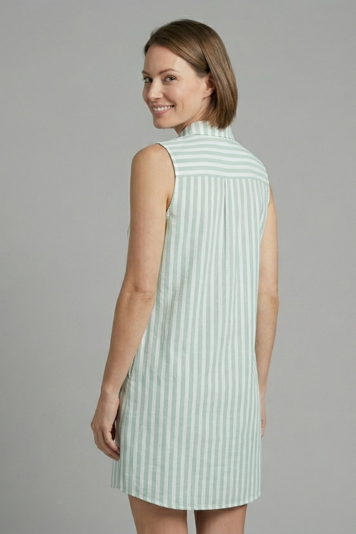 Women’s Shirt Dress with Button Front and Striped Pattern