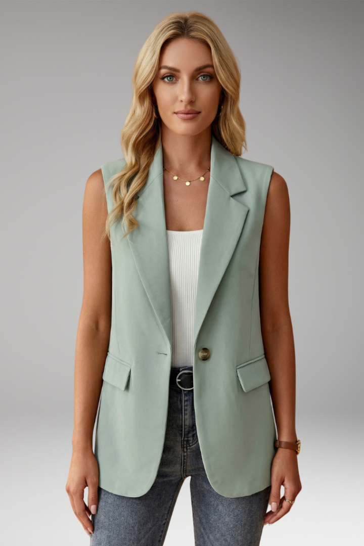 Harper Johnston | Sleeveless Notch Collar Blazer For Women