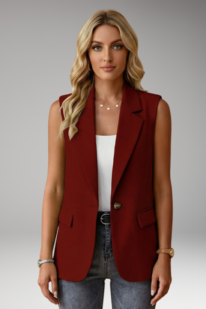 Harper Johnston | Sleeveless Notch Collar Blazer For Women