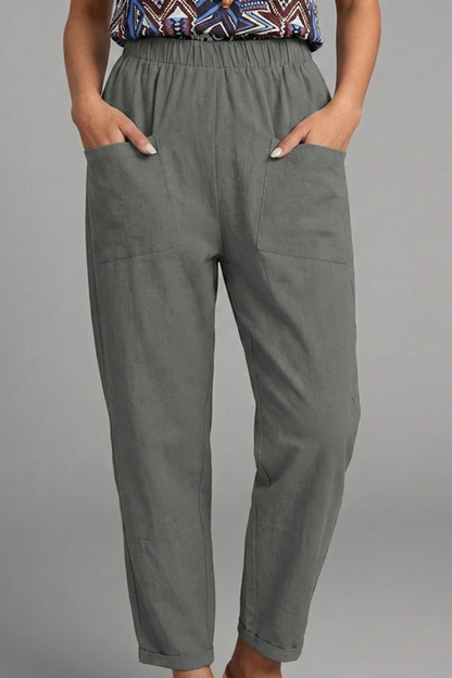 Women's Elastic Waist Side Pocket Trousers