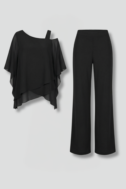 Sienna Parker | Asymmetrical Chiffon Two-Piece Set For Women