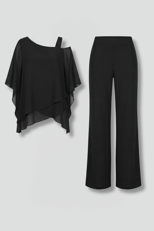 Sienna Parker | Asymmetrical Chiffon Two-Piece Set For Women