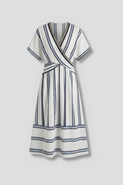 Women’s Wrap Dress with V-Neck and Short Sleeves