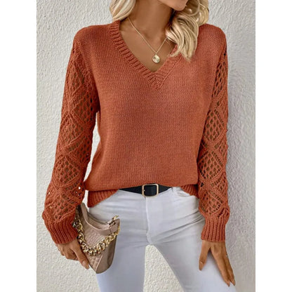 Elodie Laurent | Elegant V-Neck Knit Sweater For Women