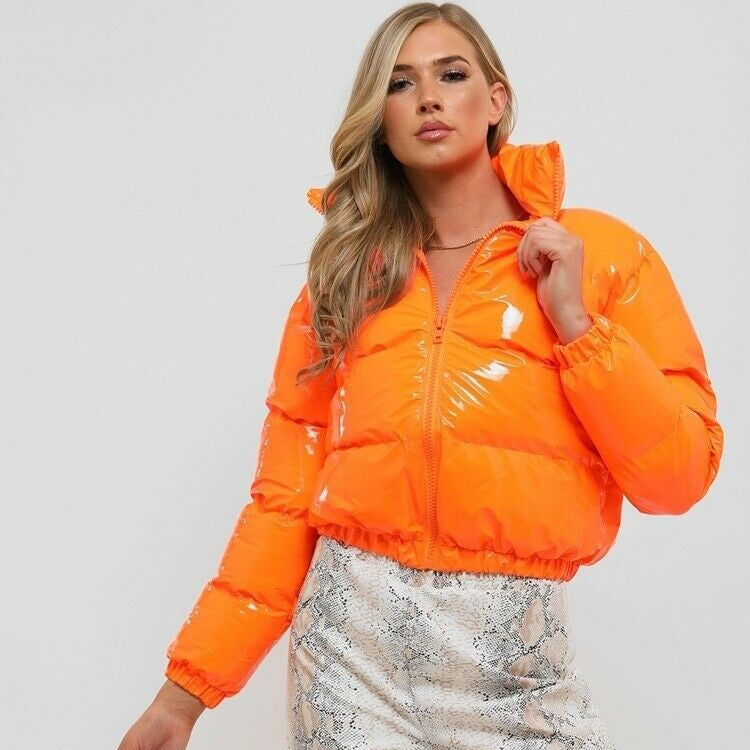 Valentina Russo | Cropped Puffer Jacket With Glossy Luxe Finish For Women