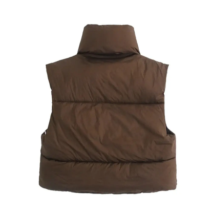 Elena Rossi | Cropped Puffer Vest With Luxe Collar For Women