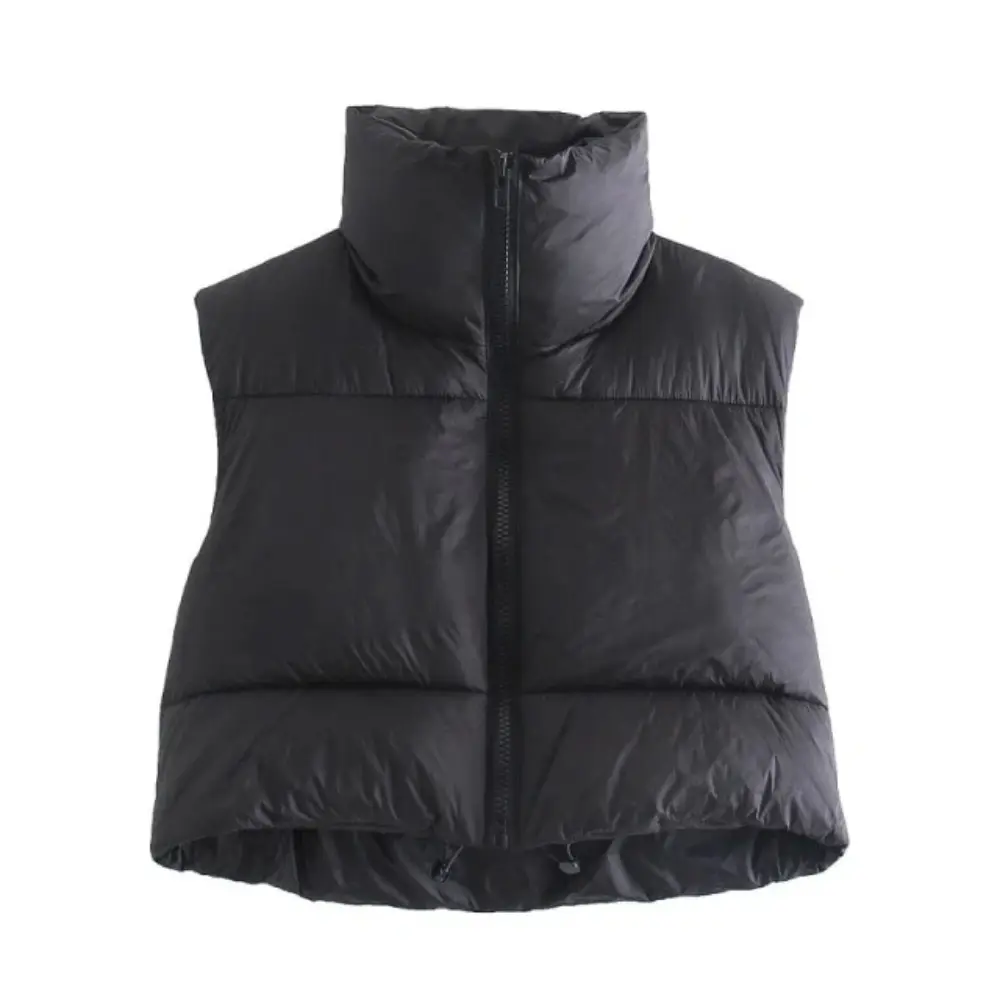 Elena Rossi | Cropped Puffer Vest With Luxe Collar For Women