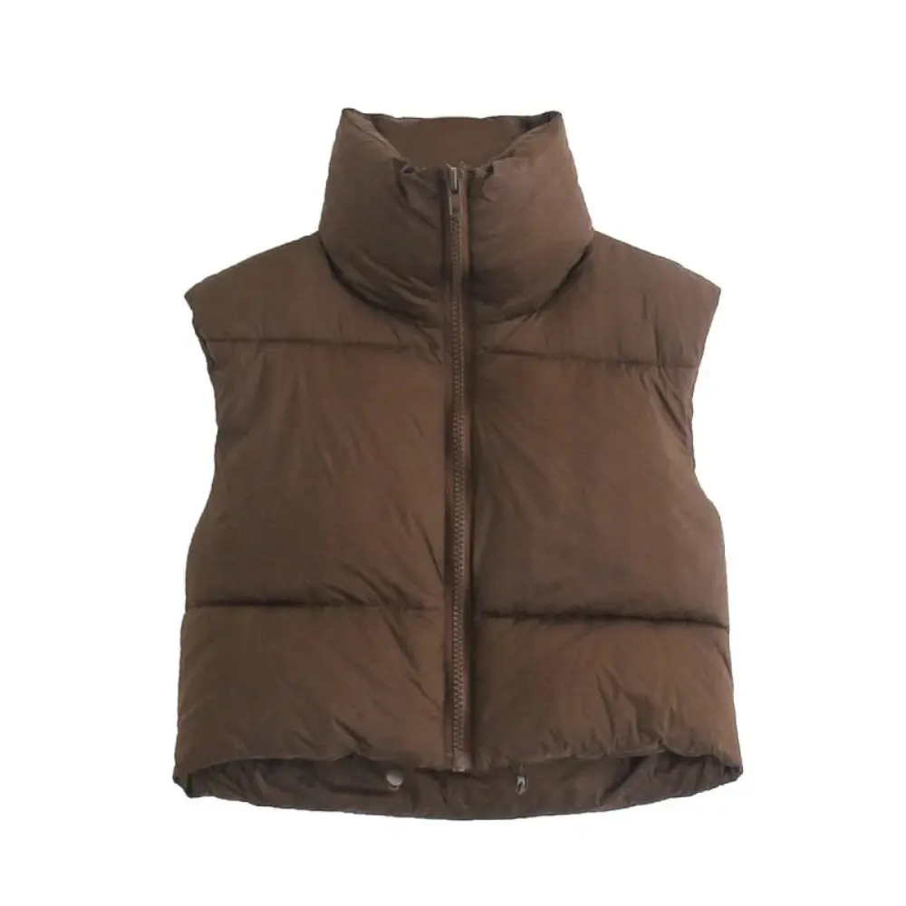 Elena Rossi | Cropped Puffer Vest With Luxe Collar For Women