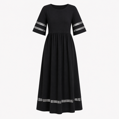 Zoe Pemberton | Black Mesh Stripe Midi Dress For Women
