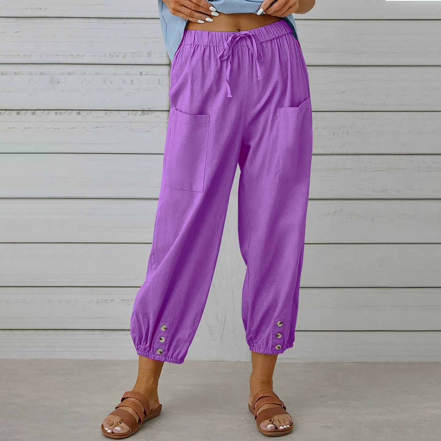 Lauren Cooper | Relaxed Drawstring Cropped Trousers For Women
