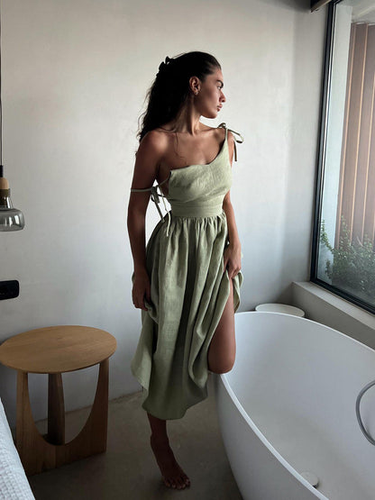 Mia Williams | Cotton V-Neck Midi Dress For Women
