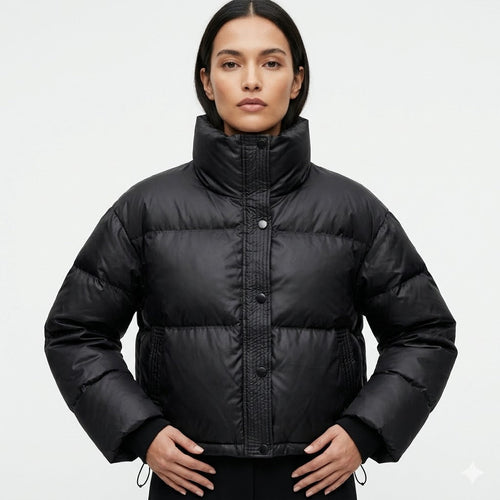 Juliette Moreau | Cropped Puffer Jacket With Luxe Finish For Women