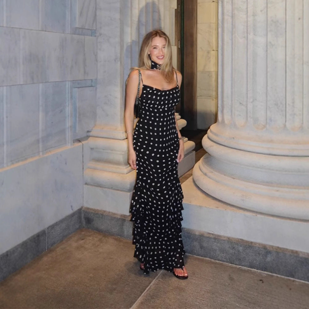 Hannah Young | Elegant Polka Dot Maxi Races Dress For Women