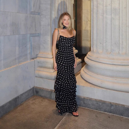 Hannah Young | Elegant Polka Dot Maxi Races Dress For Women