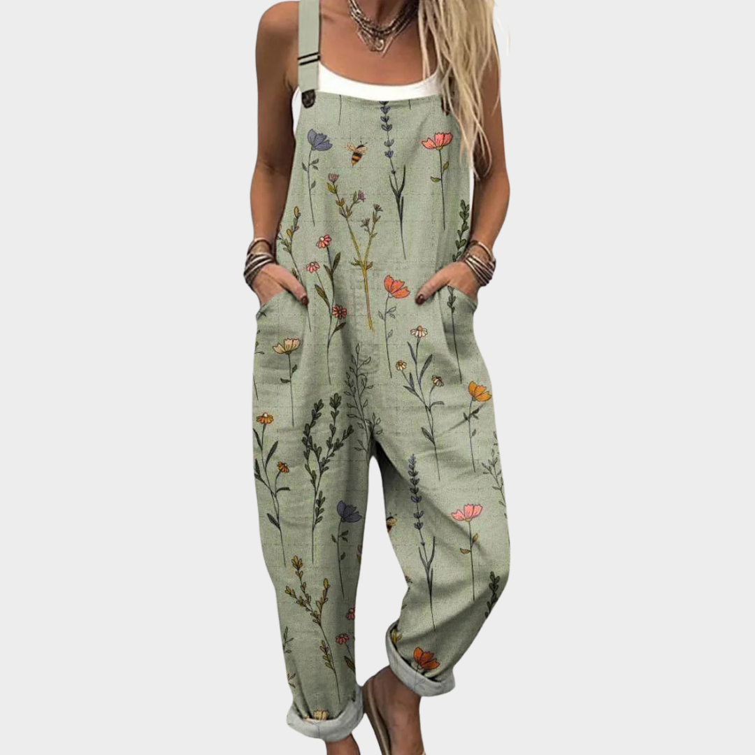 Casual Woven Jumpsuit with Straps and Patch Pockets
