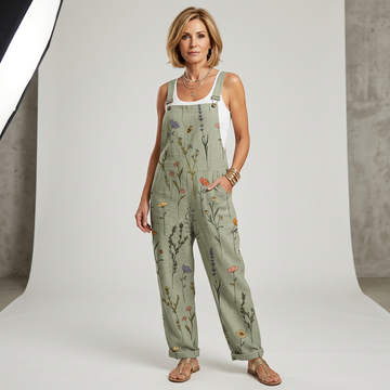 Casual Woven Jumpsuit with Straps and Patch Pockets