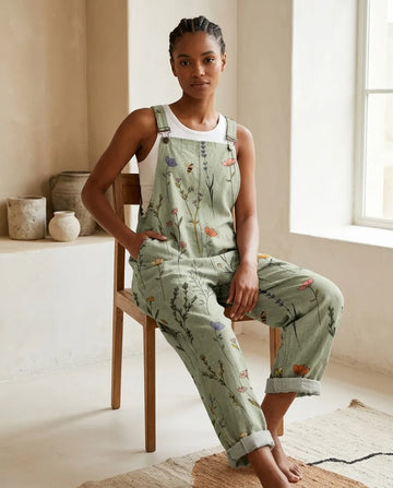 Casual Woven Jumpsuit with Straps and Patch Pockets