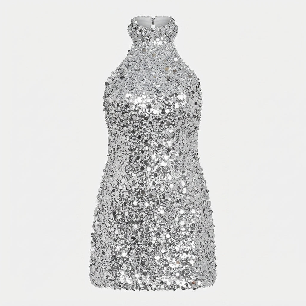Chloe Parker | Sequined Halter Cocktail Dress For Women
