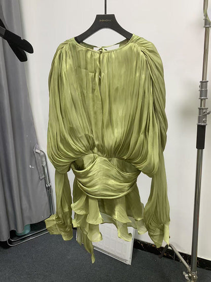 Lauren Murphy | Puff Sleeve Waist-Tie Mini Dress For Women
