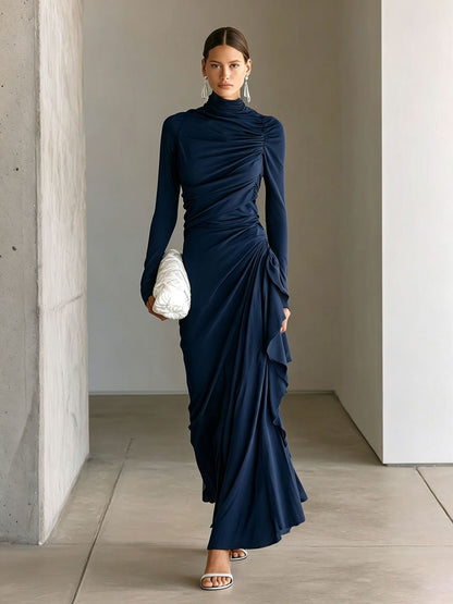 Imogen Wright | High-Neck Draped Maxi Dress For Women