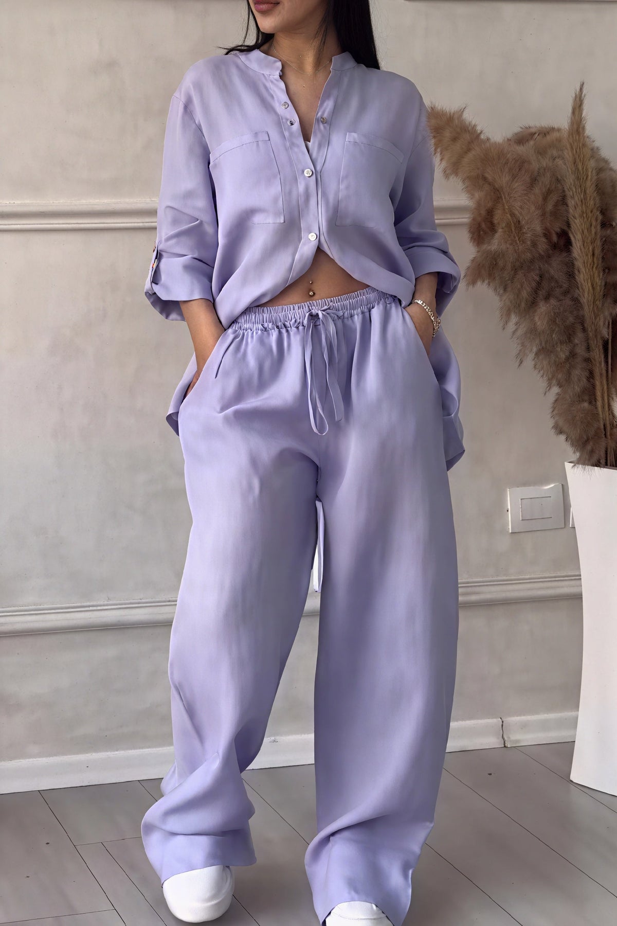 Harriet Campbell | Linen-Feel Wide Leg Two Piece Set For Women