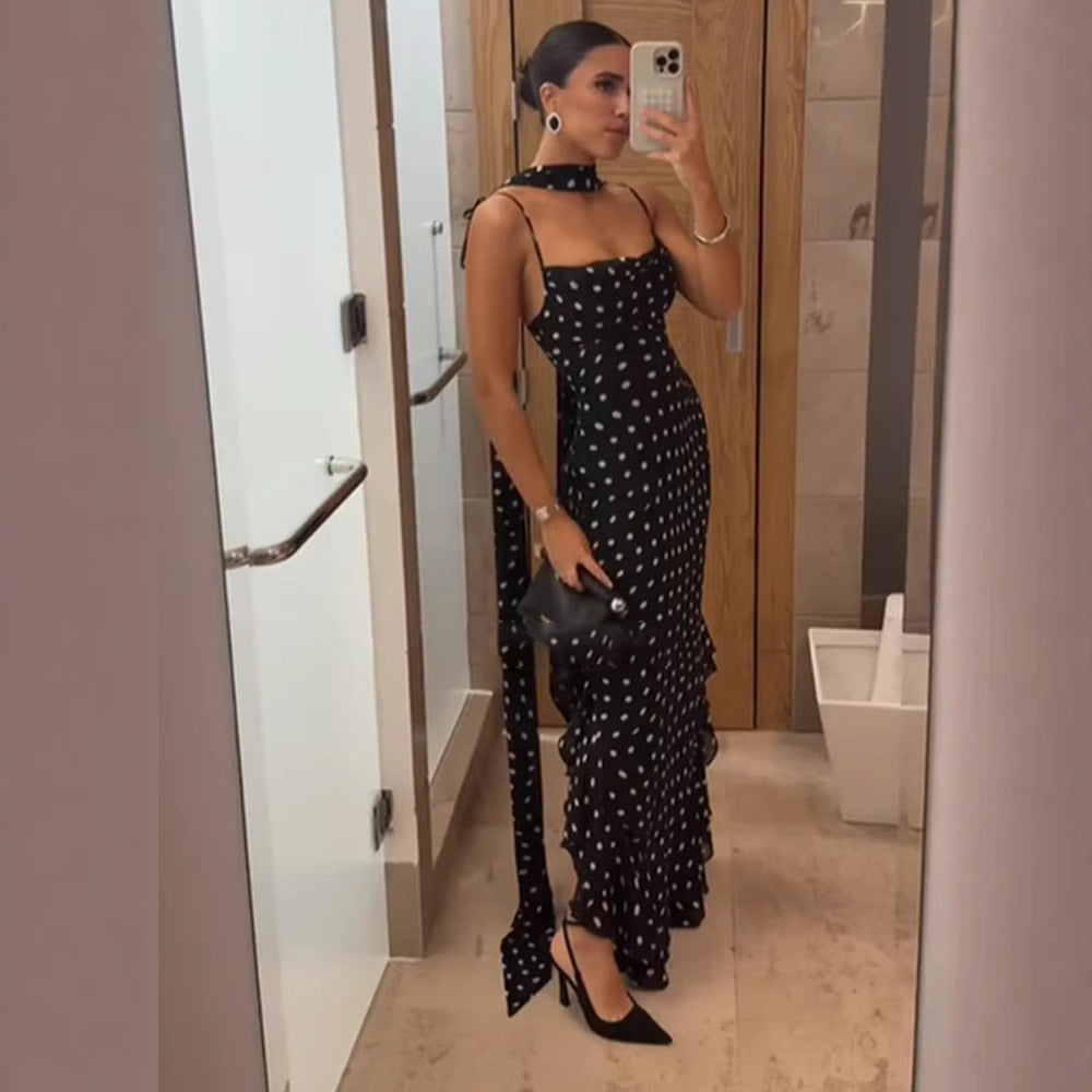 Hannah Young | Elegant Polka Dot Maxi Races Dress For Women