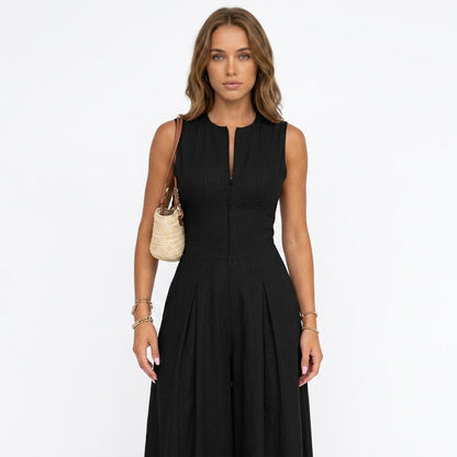 Emma White | Sleeveless Wide-Leg Zip Jumpsuit For Women