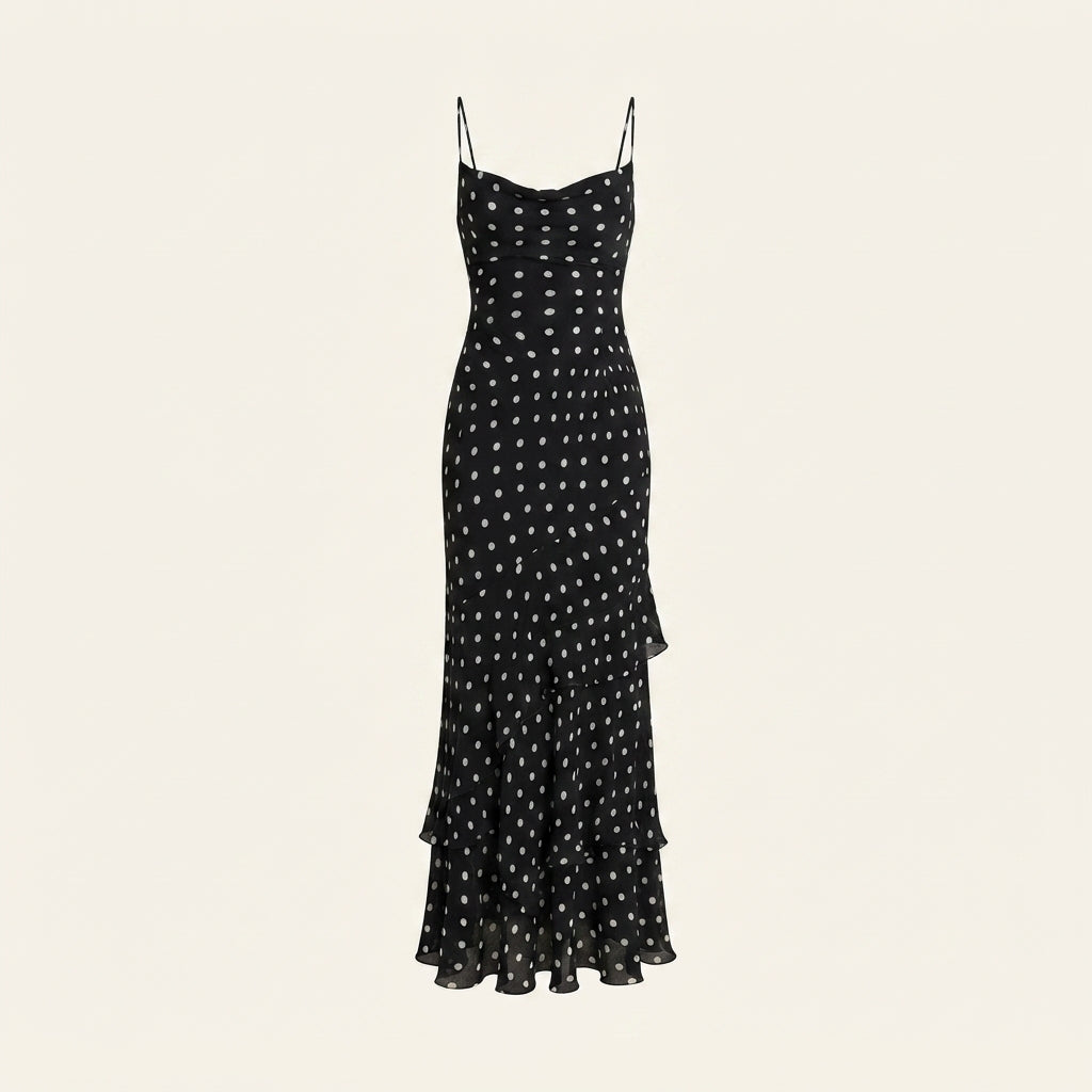 Hannah Young | Elegant Polka Dot Maxi Races Dress For Women