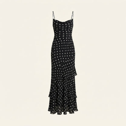 Hannah Young | Elegant Polka Dot Maxi Races Dress For Women