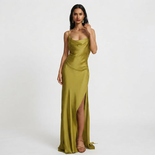 Imogen Carrington | Satin Cowl Neck Slip Maxi Dress For Women