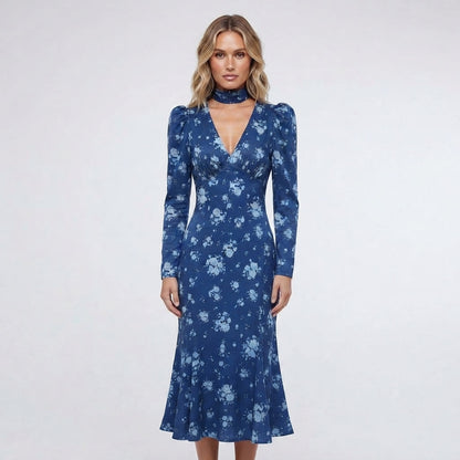 Isabella Kingston | Floral V-Neck Midi Dress For Women