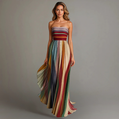 Leontine | Pleated Strapless Maxi Dress