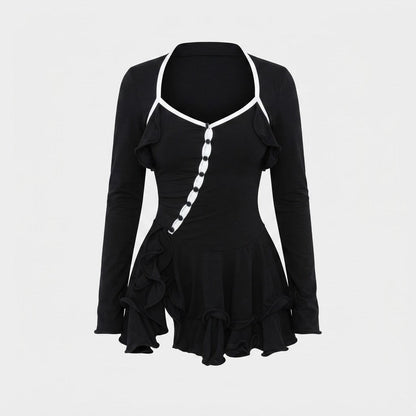 Lucy Hughes | Ruffle V-Neck Mini Dress For Women