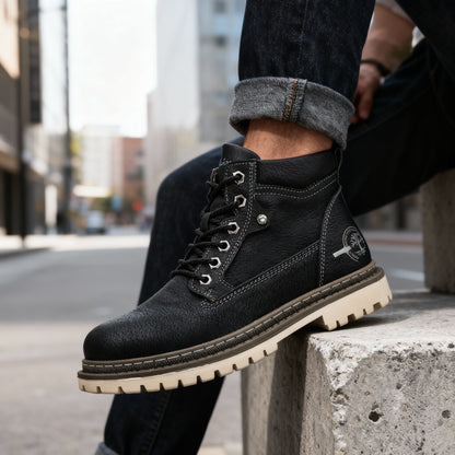 Callum Wright | Men's Leather Ankle Work Boots Lace-Up Anti-Slip Cushioned For Men