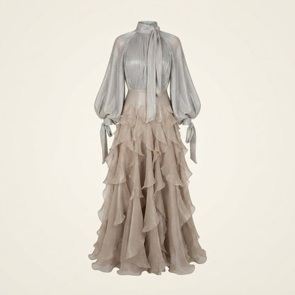 Mia Cooper | Elegant Ruffled Maxi Races Dress For Women