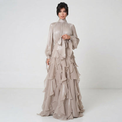 Mia Cooper | Elegant Ruffled Maxi Races Dress For Women
