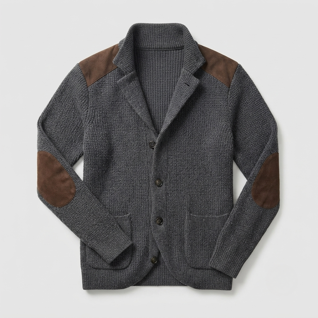 Nathan Davies | Chunky Knit Cardigan Blazer For Men