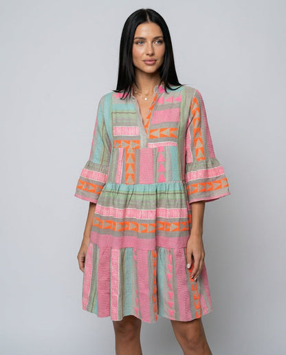 Sienna Flemming | Patchwork Print Mini Dress For Women