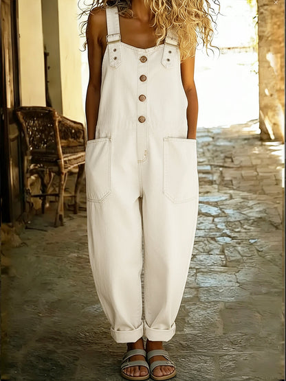 Brooke Sullivan | Wide Leg Denim Overall Jumpsuit For Women