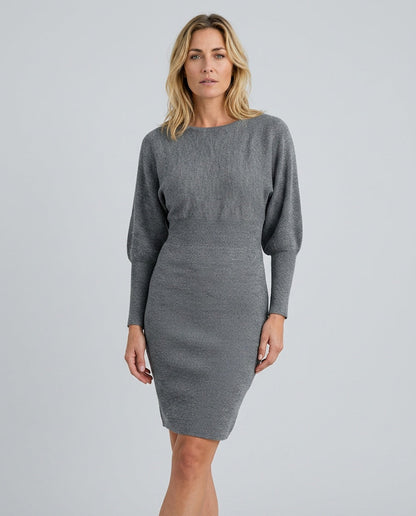 Charlotte Fielding | Balloon Sleeve Knit Midi Dress For Women