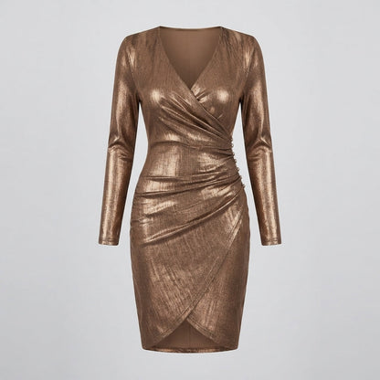 Sienna Weston | Metallic Wrap Mini Dress For Women