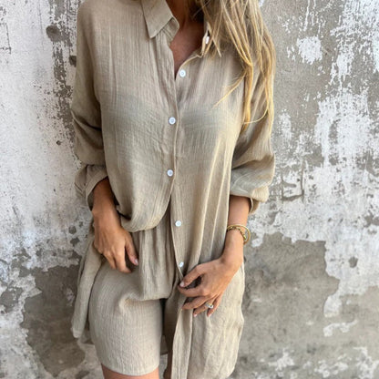 Brooke Lawson | Linen-Look Shirt & Shorts Set For Women