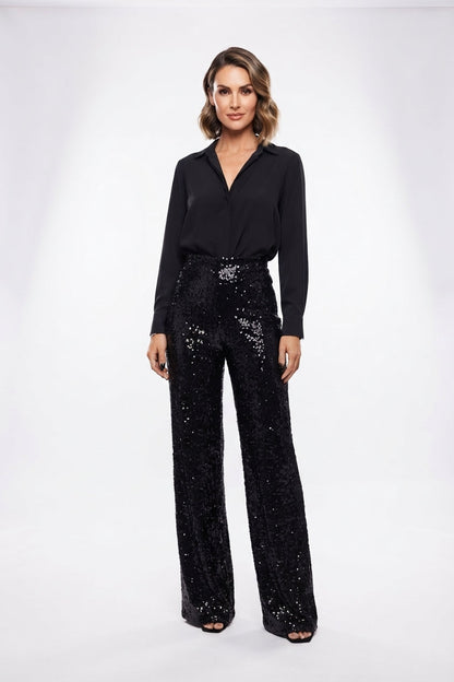 Valentina Rossi | Sequin Straight-Leg Party Pants For Women