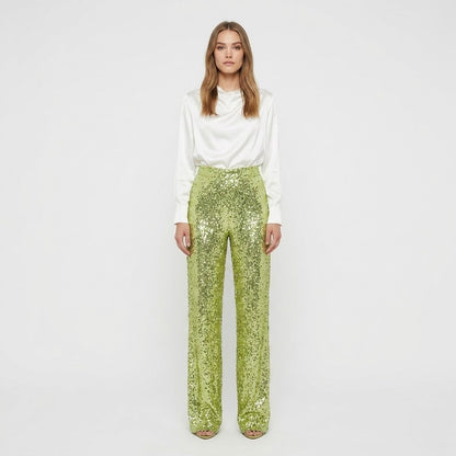 Valentina Rossi | Sequin Straight-Leg Party Pants For Women